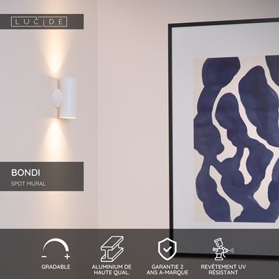 Lucide BONDI - Spot mural / Applique mural - 2xGU10 - Blanc
